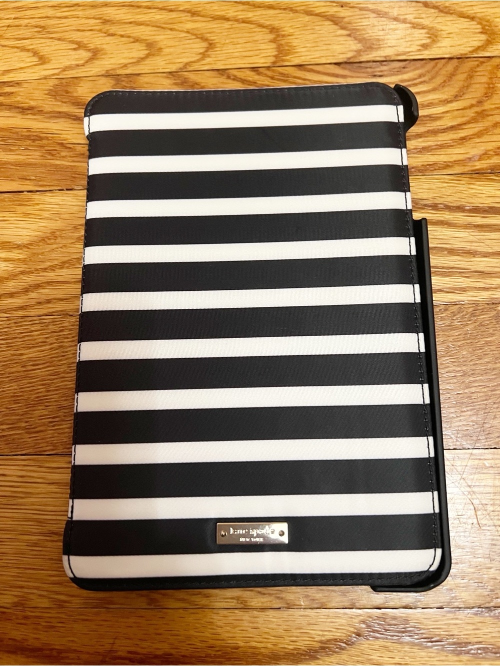 KATE SPADE New York "Live Colorfully" IPad Mini Folio Case,  Black White Striped